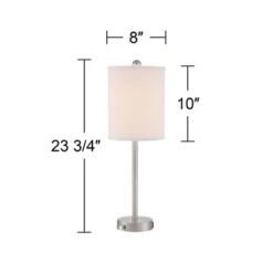 360 Lighting Trotter Modern Table Lamps 23 3/4" High Set Of 2 Brushed Nickel With USB And AC Power Outlet In Base White Fabric Cylinder For Home Desk -360 Lighting Outlet Store GUEST 008a3109 94ac 4536 a8fc e2bc3ee2aed9