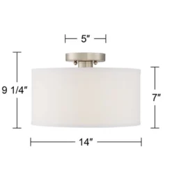 360 Lighting Adams Modern Ceiling Light Semi Flush Mount Fixtures 14" Wide Set Of 2 Brushed Nickel White Fabric Drum For Bedroom Kitchen Living Room -360 Lighting Outlet Store GUEST 01b7e98b 0f1f 4699 af32 fa63b42558f9
