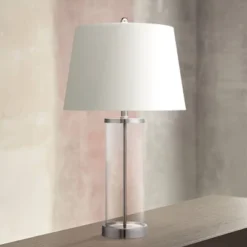 360 Lighting Coastal Table Lamps 26" High Set Of 2 Clear Glass Fillable Steel White Tapered Shade For Living Room Family Bedroom Bedside -360 Lighting Outlet Store GUEST 02c92aaf f34d 4281 8d74 98f027d4a843