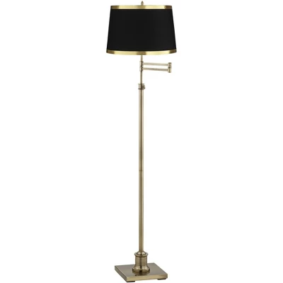 360 Lighting Modern Adjustable Swing Arm Floor Lamp 70" Tall Brass Metal Black Drum Shade For Living Room Reading House Bedroom 1 360 Lighting Modern Adjustable Swing Arm Floor Lamp 70" Tall Brass Metal Black Drum Shade For Living Room Reading House Bedroom
