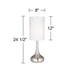 360 Lighting Modern Table Lamp 24.5" High Brushed Steel Droplet White Cylinder Shade For Living Room Family Bedroom Bedside Nightstand -360 Lighting Outlet Store GUEST 0438f6ac f354 4600 896e 03d59e3dbad7