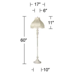 360 Lighting Vintage Shabby Chic Floor Lamp 60" Tall Antique White Cream Scallop Fabric Dome Shade Fringe For Living Room Reading Bedroom -360 Lighting Outlet Store GUEST 04b0cf26 7730 44fa b83c 3df033ee1bc2