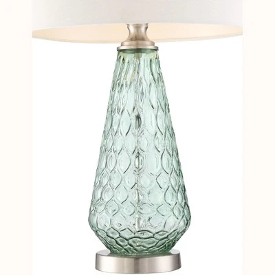 360 Lighting Julia Modern Table Lamp 26 1/2" High Green Glass White Drum Shade For Bedroom Living Room Bedside Nightstand Office Kids Family House 3 360 Lighting Julia Modern Table Lamp 26 1/2" High Green Glass White Drum Shade For Bedroom Living Room Bedside Nightstand Office Kids Family House - Image 3