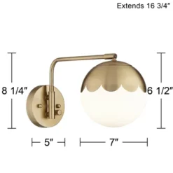 360 Lighting Kelowna Mid Century Modern Swing Arm Wall Lamp Brass Plug-in Light Fixture Globe Glass Shade For Bedroom Bedside Living Room Reading Home -360 Lighting Outlet Store GUEST 073a38d0 74dc 4c43 98ec a4fae003e432