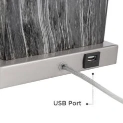 360 Lighting Connie Modern Table Lamps Set Of 2 25" High Black Faux Marble With USB Charging Ports White Rectangular Shade For Living Room House Desk -360 Lighting Outlet Store GUEST 09c8e827 37a6 4c3e 8b46 975d23a28f75