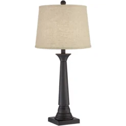 360 Lighting Dolbey Rustic Farmhouse Table Lamps 28" Tall Set Of 2 Bronze Burlap Linen Drum Shade For Bedroom Living Room Bedside Nightstand Office -360 Lighting Outlet Store GUEST 0c318598 069d 4510 a9eb 189b85401f52