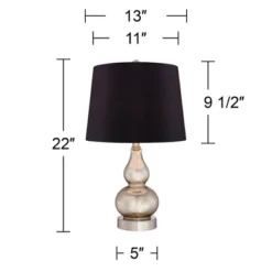 360 Lighting Castine Modern Accent Table Lamps 22" High Set Of 2 Mercury Glass With USB Charging Port Black Faux Silk Shade For Bedroom Bedside Desk -360 Lighting Outlet Store GUEST 0cbd3f6b dd66 4ef8 a42c e08a423ae45a