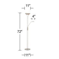 360 Lighting Canby Modern Torchiere Floor Lamp With Side Light 72" Tall Brushed Nickel Dimmable LED For Living Room Reading Bedroom Office House Home -360 Lighting Outlet Store GUEST 0cc0c0c3 15d7 4b18 ad62 d6aec4b3189f