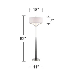 360 Lighting Modern Floor Lamp 62" Tall Black And Brushed Steel Column White Linen Drum Shade For Living Room Reading Bedroom Office -360 Lighting Outlet Store GUEST 0f91c16b 5e59 4338 b4db 2307797b55b5