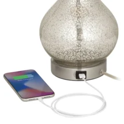 360 Lighting Ledger Modern Accent Table Lamps 21 3/4" High Set Of 2 Mercury Glass With USB Charging Port Table Top Dimmers Off-White Shade For Desk -360 Lighting Outlet Store GUEST 10ca657e e857 4f0a abd9 0f6d86bf3c4b