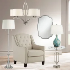 360 Lighting Karl Modern Floor Lamp Standing 63 3/4" Tall Brushed Nickel Metal White Tapered Drum Shade For Living Room House Bedroom Office Family -360 Lighting Outlet Store GUEST 10fd2bf1 69cd 488e aa89 9a4778563bdb