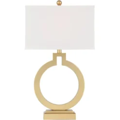360 Lighting Modern Table Lamps 28 1/2" Tall Set Of 2 With USB Charging Port Brushed Gold Open Ring White Shade For Bedroom Living Room House Bedside -360 Lighting Outlet Store GUEST 119779f3 0115 4b8a b2db ae0aa4fd66b4