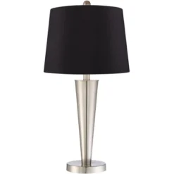 360 Lighting Geoff Modern Table Lamps 26" High Set Of 2 Brushed Nickel With USB Charging Port Black Faux Silk Drum Shade For Bedroom Living Room Desk -360 Lighting Outlet Store GUEST 139cd569 95ab 4c95 bbeb 95220bfde9f1