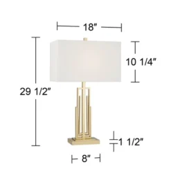 360 Lighting Sonia Modern Table Lamps 29 1/2" Tall Set Of 2 Gold Metal With Dual USB Charging Ports White Rectangular Shade For Bedroom Living Room -360 Lighting Outlet Store GUEST 14759ca5 cd80 4d40 a0f2 10b6eef81d9e