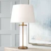 360 Lighting Coastal Table Lamp 26" High Glass Cylinder Gold Fillable White Drum Shade For Living Room Family Bedroom Bedside Nightstand