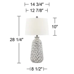 360 Lighting Carlton Modern Table Lamps 28 1/4" Tall Set Of 2 Gray Wash Off White Fabric Drum Shade For Bedroom Living Room Bedside Nightstand Office -360 Lighting Outlet Store GUEST 177388b1 59dd 49d0 91d2 332fdefda2f3