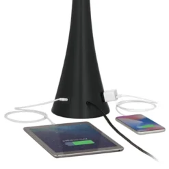 360 Lighting Karl Modern Table Lamps 28 1/4" Tall Set Of 2 Black Metal With USB And AC Power Outlet In Base White Drum Shade For Bedroom Living Room -360 Lighting Outlet Store GUEST 17869fb3 d379 4e69 b4aa 3d43a4efde45