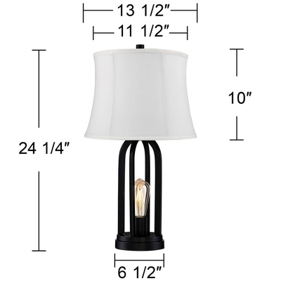 360 Lighting Marcel Industrial Table Lamps 24 1/4" High Set Of 2 Black With USB Charging Port And Nightlight LED Cream Shade For Bedroom Bedside Desk 7 360 Lighting Marcel Industrial Table Lamps 24 1/4" High Set Of 2 Black With USB Charging Port And Nightlight LED Cream Shade For Bedroom Bedside Desk - Image 7