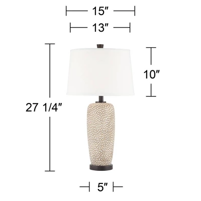 360 Lighting Anna Modern Coastal Table Lamps 27 1/4" Tall Set Of 2 Beige White Tapered Drum Shade For Bedroom Living Room Bedside Nightstand Office 7 360 Lighting Anna Modern Coastal Table Lamps 27 1/4" Tall Set Of 2 Beige White Tapered Drum Shade For Bedroom Living Room Bedside Nightstand Office - Image 7