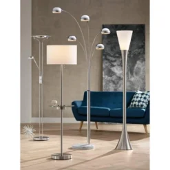 360 Lighting Perseus Modern Torchiere Floor Lamp With Reading Light 71 3/4" Tall Chrome Silver Metal LED Adjustable For Living Room Bedroom House Home -360 Lighting Outlet Store GUEST 1b82715a 7bee 4419 9af3 406a6342b315