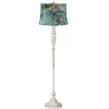 360 Lighting Shabby Chic Floor Lamp 60" Tall Antique White Washed Peacock Print Drum Shade For Living Room Reading Bedroom Office