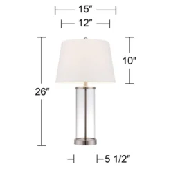 360 Lighting Coastal Table Lamps 26" High Set Of 2 Clear Glass Fillable Steel White Tapered Shade For Living Room Family Bedroom Bedside -360 Lighting Outlet Store GUEST 21612943 b951 4630 866e f2a519f56c8f