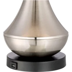 360 Lighting Simon Modern Table Lamps 25 1/2" High Set Of 2 Brushed Nickel With USB Charging Port And Table Top Dimmers White Fabric For Home Desk -360 Lighting Outlet Store GUEST 23092e0f b7cb 404e 84af f4cf81c3762c