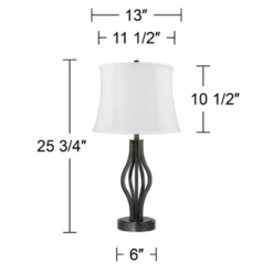 360 Lighting Heather Modern Industrial Table Lamps 25 3/4" High Set Of 2 Dark Iron With USB Charging Port White Softback Drum Shade For Bedroom Desk -360 Lighting Outlet Store GUEST 23babb46 ce91 438d ad8e d4ceffd72d32