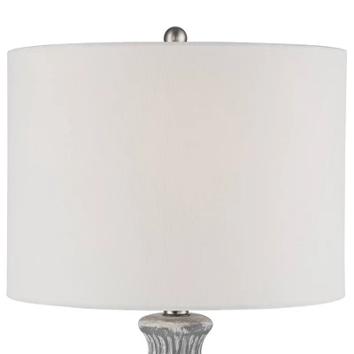 360 Lighting Patrick Modern Coastal Table Lamp 26 1/4" High Gray White Wash Geometric Ceramic Drum Fabric Shade For Bedroom Living Room Bedside Office 3 360 Lighting Patrick Modern Coastal Table Lamp 26 1/4" High Gray White Wash Geometric Ceramic Drum Fabric Shade For Bedroom Living Room Bedside Office - Image 3