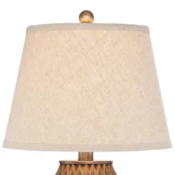 360 Lighting Buckhead Modern Accent Table Lamp 22" High Warm Bronze Brown Geometric Fabric Drum Shade For Bedroom Living Room Bedside Nightstand -360 Lighting Outlet Store GUEST 245f26d7 6071 4277 83ae 46a453ab4903