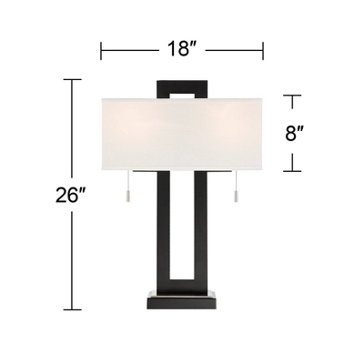 360 Lighting Neil Modern Rustic Table Lamp 26" High Black Metal With USB Charging Port White Rectangular Shade For Bedroom Living Room Bedside Desk 8 360 Lighting Neil Modern Rustic Table Lamp 26" High Black Metal With USB Charging Port White Rectangular Shade For Bedroom Living Room Bedside Desk - Image 8