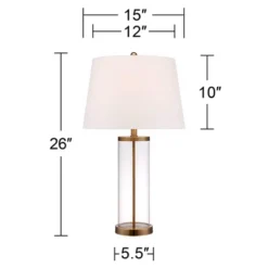 360 Lighting 26" High Cylinder Country Cottage Table Lamps Set Of 2 Fillable Clear Gold Finish Glass Metal White Shade Living Room Bedroom Bedside -360 Lighting Outlet Store GUEST 24e071a0 26bb 43c1 9469 322a5eb67b27