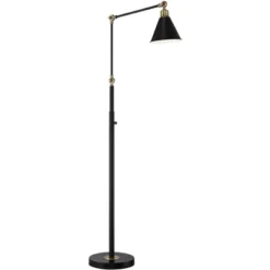 360 Lighting Wray Mid Century Modern Pharmacy Floor Lamp 61" Tall Flat Black Warm Brass Adjustable Swivel Head For Living Room Reading Bedroom Home -360 Lighting Outlet Store GUEST 29a3e689 665f 4454 ba8b fa92f769a959