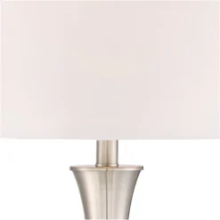 360 Lighting Simon Modern Table Lamps 25 1/2" High Set Of 2 Brushed Nickel With USB Charging Port White Fabric Drum Shade For Bedroom Living Room Desk -360 Lighting Outlet Store GUEST 2b25587b 65fc 407a a958 2651778d19ee