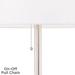 360 Lighting Caper Modern Floor Lamps With Tray Table 60 1/2" Tall Set Of 2 Brushed Nickel USB And Outlet Off White Fabric Drum Shade For Living Room -360 Lighting Outlet Store GUEST 2d2c94b4 b401 4759 b205 f895a638fd45