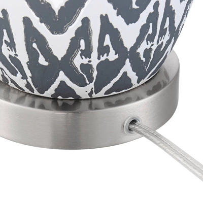 360 Lighting Modern Accent Table Lamps 23 1/2" High Set Of 2 White Gray Ceramic White Fabric Drum Shade Decor For Bedroom Living Room 5 360 Lighting Modern Accent Table Lamps 23 1/2" High Set Of 2 White Gray Ceramic White Fabric Drum Shade Decor For Bedroom Living Room - Image 5