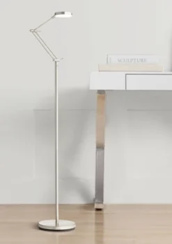 360 Lighting Modern Floor Lamp LED 50" Tall Satin Nickel White Acrylic Diffuser Adjustable For Living Room Reading Bedroom Office