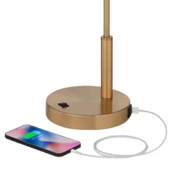 360 Lighting Industrial Modern Desk Lamp With USB And AC Power Outlet 23.5" High Antique Brass Metal For Living Room Bedroom House Bedside -360 Lighting Outlet Store GUEST 30c588b4 d7eb 4245 8d87 8df06a4fd3d0