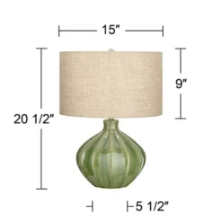360 Lighting Gordy Modern Accent Table Lamp Handcrafted 20 1/2" High Ribbed Green Ceramic Oatmeal Fabric Drum Shade For Bedroom Living Room Bedside 11 360 Lighting Gordy Modern Accent Table Lamp Handcrafted 20 1/2" High Ribbed Green Ceramic Oatmeal Fabric Drum Shade For Bedroom Living Room Bedside -360 Lighting Outlet Store GUEST 32580611 223c 4b4a 8385 930bb02223e5