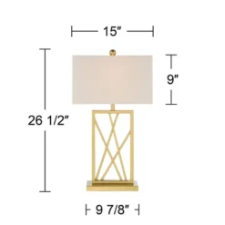360 Lighting Claudia 26 1/2" Tall Square Modern Glam Luxe Table Lamp Gold Finish Metal Single White Shade Living Room Bedroom Bedside Nightstand House -360 Lighting Outlet Store GUEST 3429fd30 50f6 4f07 92f8 2ee5d7e2a7b3