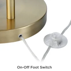 360 Lighting Modern Arc Floor Lamp With USB Charging Port 72" Tall Brass White Linen Drum Shade For Living Room Reading House Home -360 Lighting Outlet Store GUEST 34b6f7db 6191 4c0a 9523 1b67786ae13a