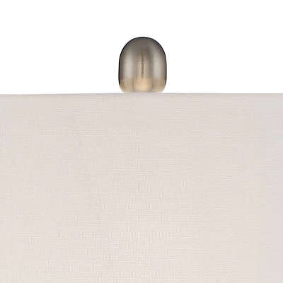 360 Lighting Roxie Modern Table Lamps 31" Tall Set Of 2 Brushed Nickel Metal Off White Fabric Rectangular Shade For Bedroom Living Room Bedside Office 2 360 Lighting Roxie Modern Table Lamps 31" Tall Set Of 2 Brushed Nickel Metal Off White Fabric Rectangular Shade For Bedroom Living Room Bedside Office - Image 2