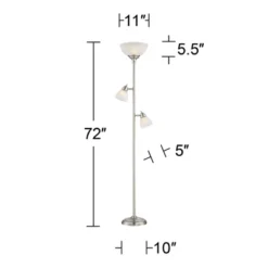360 Lighting Ellery Modern Torchiere Floor Lamp With Side Lights 72" Tall Brushed Nickel Frosted White Glass Shade For Living Room Reading Bedroom -360 Lighting Outlet Store GUEST 36de3a71 028f 4aa9 a55d f9774392c5ad