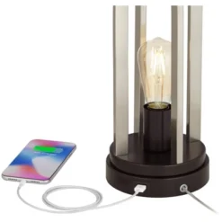 360 Lighting Marcel Modern Table Lamps Set Of 2 24 1/4" High Brushed Nickel With LED Nightlight USB Charging Port White Shade For Bedroom House Desk -360 Lighting Outlet Store GUEST 37bc3ef0 1d75 4a83 a763 08ab1a37c940