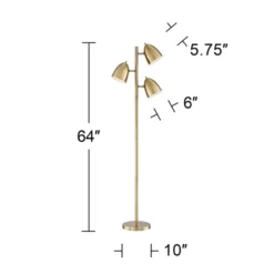 360 Lighting Aaron Mid Century Modern Tree Floor Lamp 64" Tall Aged Brass 3 Light Adjustable Dome Shade For Living Room Reading Bedroom Office House -360 Lighting Outlet Store GUEST 3d5cae45 fb25 42b4 ad8d 2261feffdd12