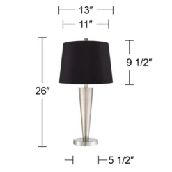 360 Lighting Geoff Modern Table Lamps 26" High Set Of 2 Brushed Nickel With USB Charging Port Black Faux Silk Drum Shade For Bedroom Living Room Desk -360 Lighting Outlet Store GUEST 3dcbe9fd 7a99 4a83 b163 e8fc44d8a077