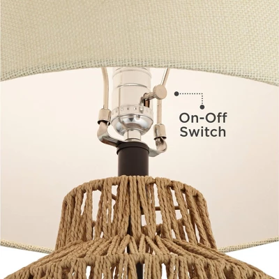 360 Lighting San Marcos Modern Coastal Table Lamp 27" Tall Natural Wicker Oatmeal Drum Shade For Bedroom Living Room Bedside Nightstand Office Kids 4 360 Lighting San Marcos Modern Coastal Table Lamp 27" Tall Natural Wicker Oatmeal Drum Shade For Bedroom Living Room Bedside Nightstand Office Kids - Image 4