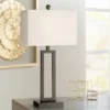 360 Lighting Aston 26" High Open Rectangle Modern Table Lamp Black Finish Metal Single Off-White Shade Living Room Bedroom Bedside Nightstand House