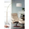 360 Lighting Modern Arc Floor Lamp With USB Charging Port 72" Tall Brass White Linen Drum Shade For Living Room Reading House Home