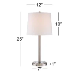 360 Lighting Camile Modern Table Lamps 25" High Set Of 2 Brushed Nickel With Table Top Dimmers USB Charging Port Off White Drum Shade For Office Desk -360 Lighting Outlet Store GUEST 4834b278 013c 4614 b210 0838bf7afeb4